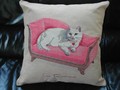 Coussin chat blanc "La Duchesse"