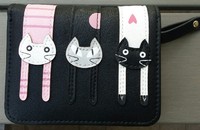 Portemonnaie noir avec 3 chats