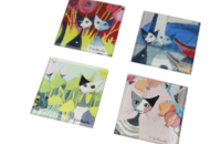Rosina Wachtmeister 4 sous-verres 2020 chats "Colori del paradiso"