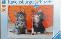 Puzzle Ravensburger chats 500 - Chatons sous l'ombrelle
