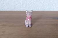 Miniature chat rose en pierre naturelle 