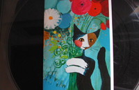 Carte pliante Rosina Wachtmeister Chat avec bouquet de fleurs