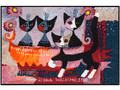 Rosina Wachtmeister tapis paillasson chats "Mia Famiglia" lavable