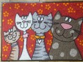 Tapis paillasson "Famille chats" lavable