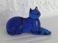 Petit chat Franklin Mint couché, bleu 11