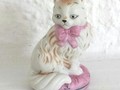 Petit chat Franklin Mint avec noeud rose 8