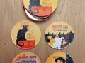 4 Sous-verres chat noir de Steinlen avec boîte