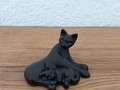 Miniature chat noir avec chaton