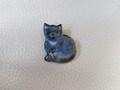 Broche chat bleu émaillé