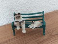 Miniature 2 chats Persan avec livres et banc