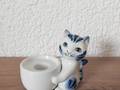 Bougeoir chat blanc-bleu