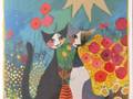 Rosina Wachtmeister carte pliante Chats dans champ de fleurs