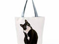 Sac porté épaule chat noir et blanc