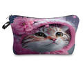 Trousse de maquillage chat avec bonnet rose