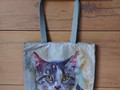 Sac porté épaule chat aquarelle