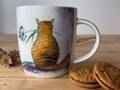 Alex Clark Tasse chats Cat and Agapanthus