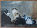 Carte postale d'art chats Dédé Moser Il gruppo