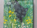 Serviettes vertes avec chat noir