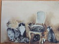 Carte postale d'art chats Dédé Moser Pourquoi vous ne me laissez pas tranquille?