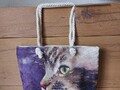 Grand sac porté épaule chat aux yeux vert
