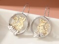 Boucles d'oreilles bicolores chat avec poisson