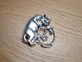 Broche chat avec poisson dans aquarium