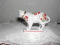 Petit chat Franklin Mint Vintage avec fleurs rouge 1