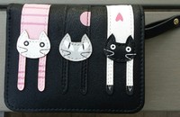 Porte-monnaie noir avec 3 chats