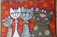 Tapis paillasson "Famille chats" lavable