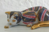 Petit chat Franklin Mint blanc-bleu-rouge avec or 7