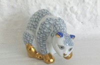 Petit chat Franklin Mint avec bleu et or