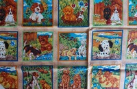 Tissu avec images chiens chiots