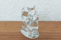 Chat avec chaton en verre de cristal