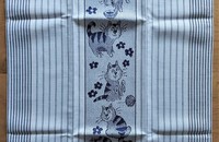 Linges de cuisine à lignes avec chats bleu