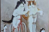 Grande carte postale chats Dédé Moser 1