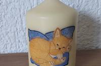 Bougie peint main chat roux