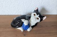 Chat noir et blanc Staffordshire Just Cats & Co