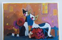 Rosina Wachtmeister carte postale chats Congratulation