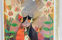Rosina Wachtmeister carte pliante chats Lilies