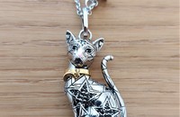 Collier argent avec magnifique pendentif chat
