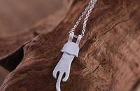 Collier et pendentif chat argent 