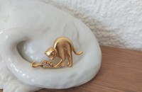 Broche Chat avec souris brillant