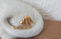 Broche Chat avec souris brillante