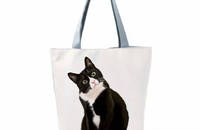 Sac porté épaule chat noir et blanc