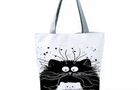 Sac porté épaule chat noir et chat blanc