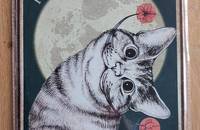 Plaque en métal chat Good Day