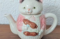 Vintage Théière chat avec saucisses