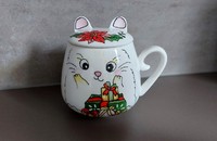 Tasse chat Noël avec couvercle