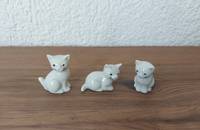 Miniature 3 petits chats blanc