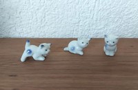 Miniature 3 petits chats blanc et bleu